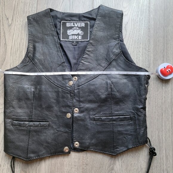 Genuine Leather Vest | Silver Bike Vest S - Picture 7 of 7